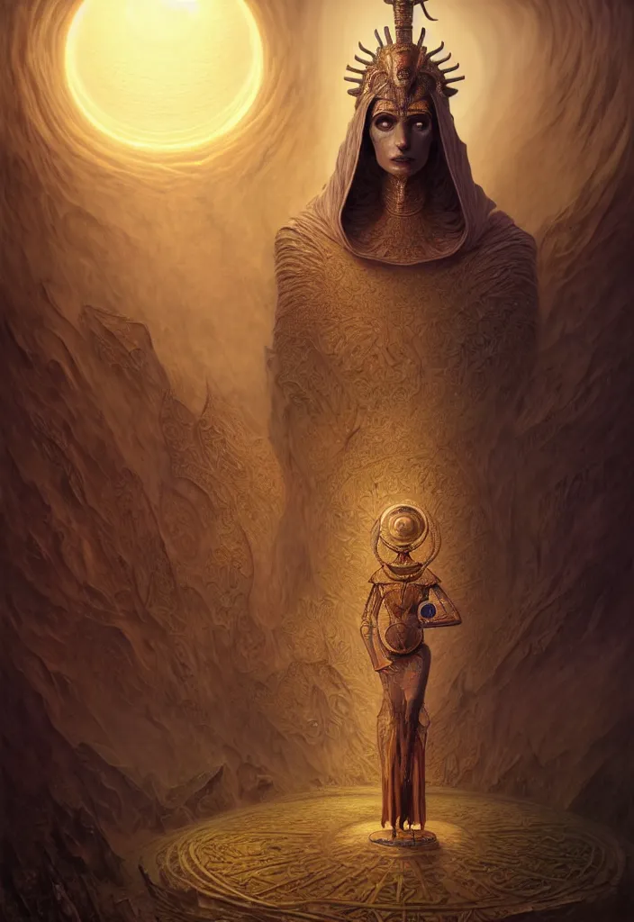 Image similar to gediminas pranckevicius portrait and fullbody of fractal tarot sun figure person amazing desert lich pharaoh, ultra realistic, concept art, intricate details, eerie, highly detailed, photorealistic, octane render, 8 k, unreal engine. art by artgerm and greg rutkowski and charlie bowater and magali villeneuve and alphonse mucha