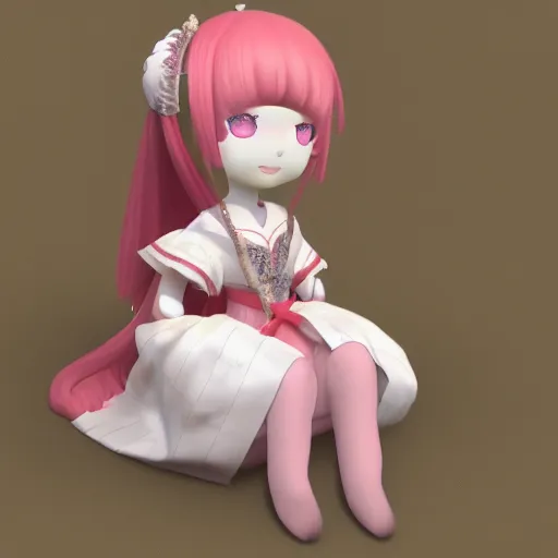 Image similar to cute fumo plush of a courtesan girl from the court of her high imperial majesty of the heavens, stylized brdf, vray