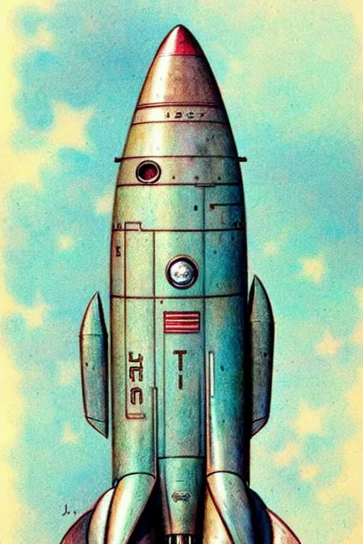 Image similar to (((((1950s rocketship . muted colors.))))) by Jean-Baptiste Monge !!!!!!!!!!!!!!!!!!!!!!!!!!!