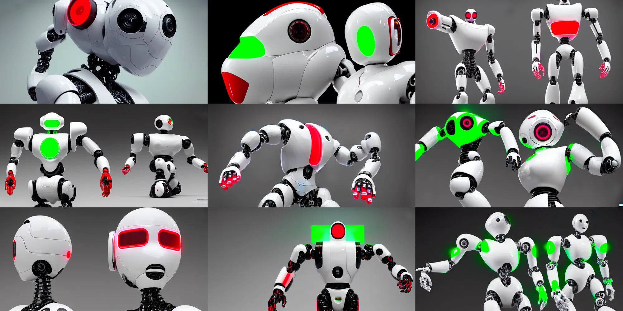 Prompt: high quality white glossy plastic robot with extremely organic design by Luigi Colani, some red accents, lime green led stripes, very coherent symmetrical artwork, cinematic, incredibly detailed, octane render, unreal engine, 8k, Vibrant colors, Smooth gradients, High contrast, Artstation, Product shot, studio spotlight