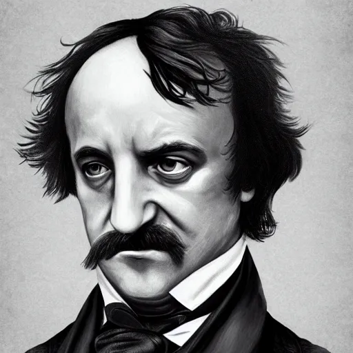 Image similar to portrait of edgar allen poe playing video games, photorealistic, highly detailed