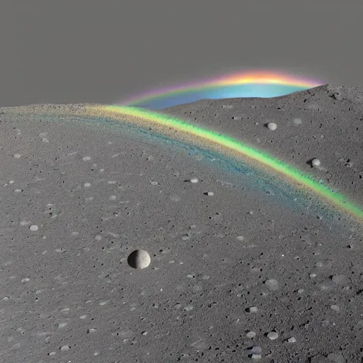 Prompt: a rainbow on the moon