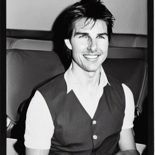 Image similar to Polaroid of Tom Cruise sitting in the cinema 1983