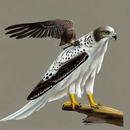 Image similar to concept art of a gyrfalcon for a nature observation game