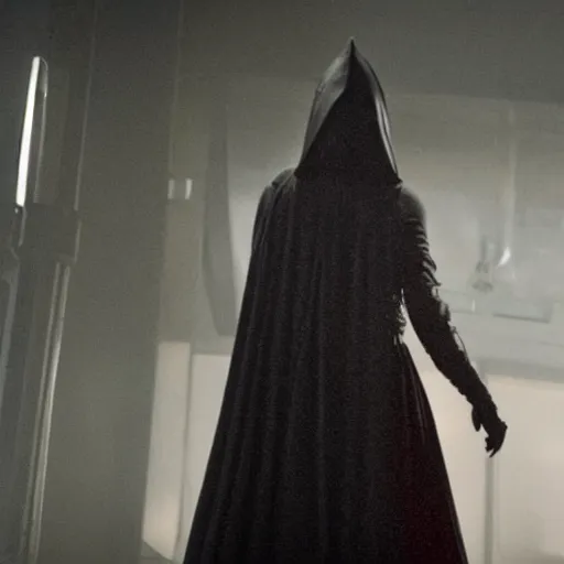 Prompt: movie still of anne hathaway as emperor palpatine