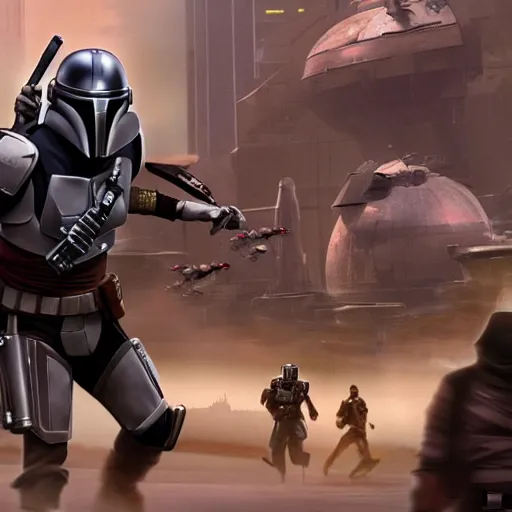 Image similar to coruscant being attacked by the mandalorian's.