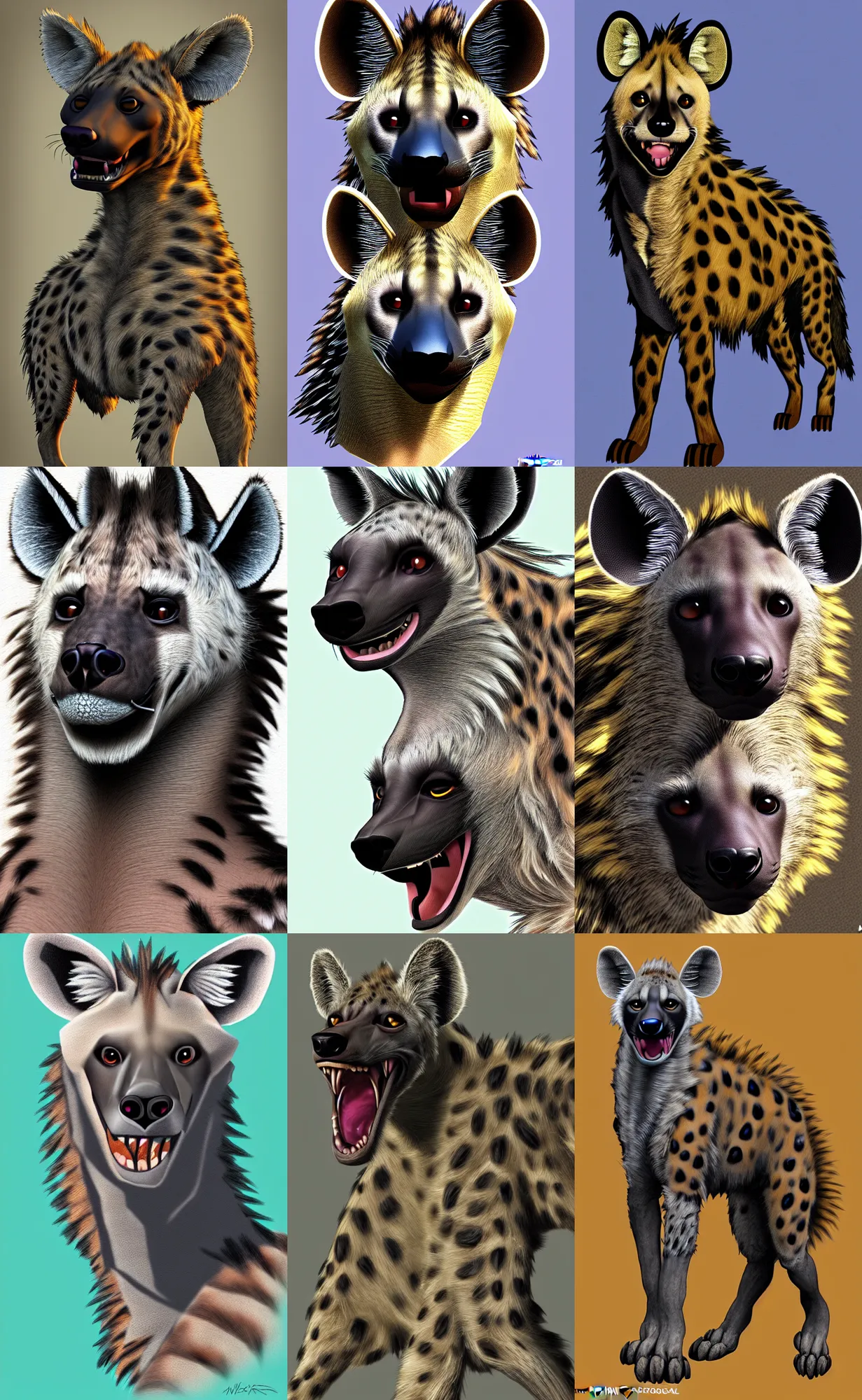 Image similar to a furry hyena fursona, photorealistic, trending on weasyl