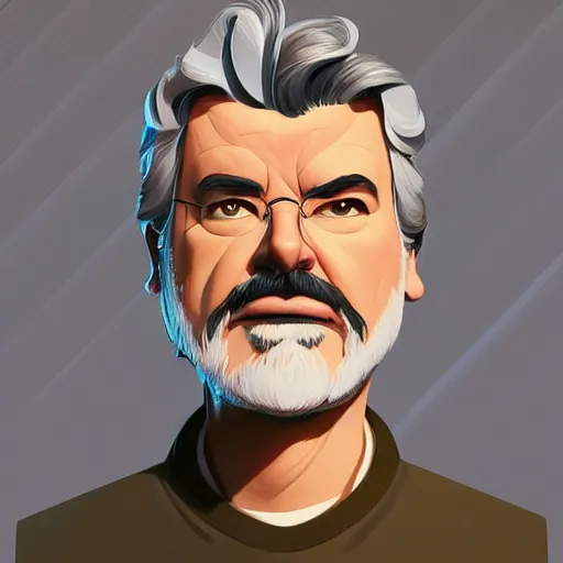 Image similar to face icon stylized minimalist george lucas, loftis, cory behance hd by jesper ejsing, by rhads, makoto shinkai and lois van baarle, ilya kuvshinov, rossdraws global illumination