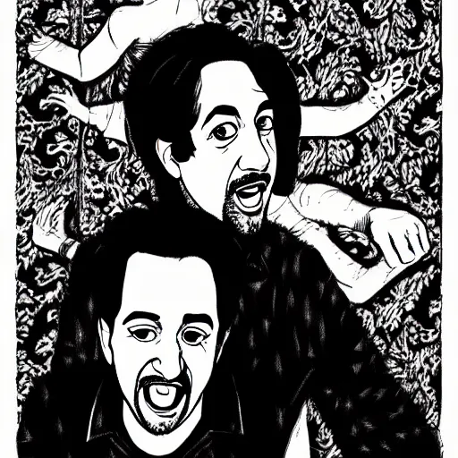 Image similar to lin manuel miranda in the style of junji ito