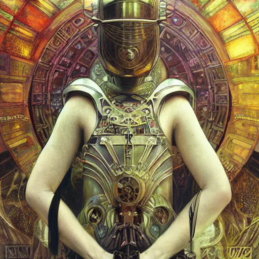 Prompt: brutal solarpunk macedonian cyber warrior portrait praying altar of sacrifice by giger vasnetsov rutkowski mucha hyperrealism very detailed masterpiece shadows symmetrical expressive eyes well proportioned balanced high resolution artgerm cinematic epic dramatic slow ivory poetic