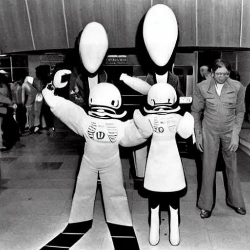 Prompt: alien came to the first mcdonald's in the ussr, top secret style, 1 9 7 0 s