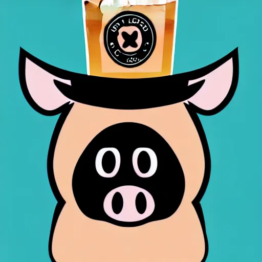 Image similar to a vector illustration of a pig with beer, artstation, cgsociety, deviantart, 8k, HD