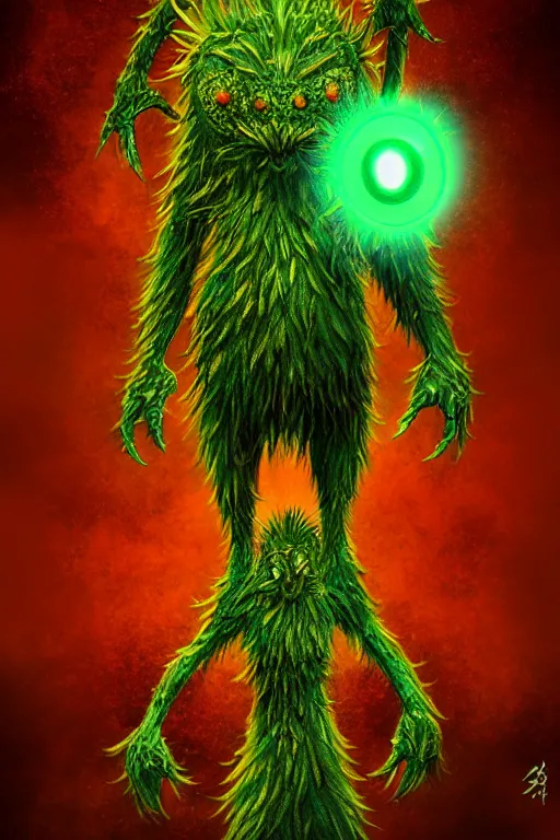 Image similar to a humanoid figure thistle monster with eyes, radiation glow, highly detailed, digital art, sharp focus, trending on art station, plant, anime art style