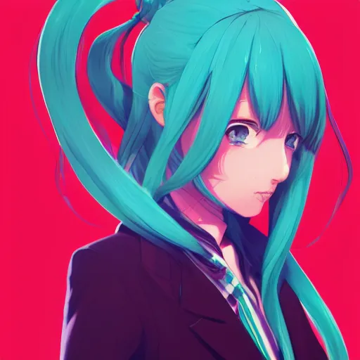 Image similar to portrait of Hatsune Miku, forest background, rich vivid colors, ambient lighting, dynamic lighting, 4k, HQ, official media, anime key visual, makoto shinkai, ilya kuvshinov, lois van baarle, rossdraws, detailed, trending on artstation