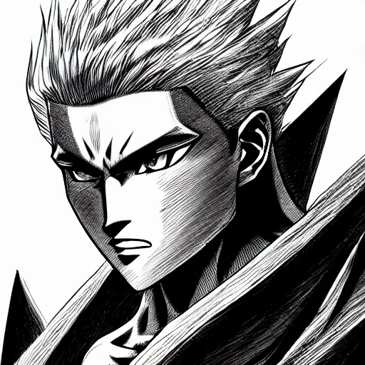 giga chad drawn in the style of berserk manga, 4 k,, Stable Diffusion