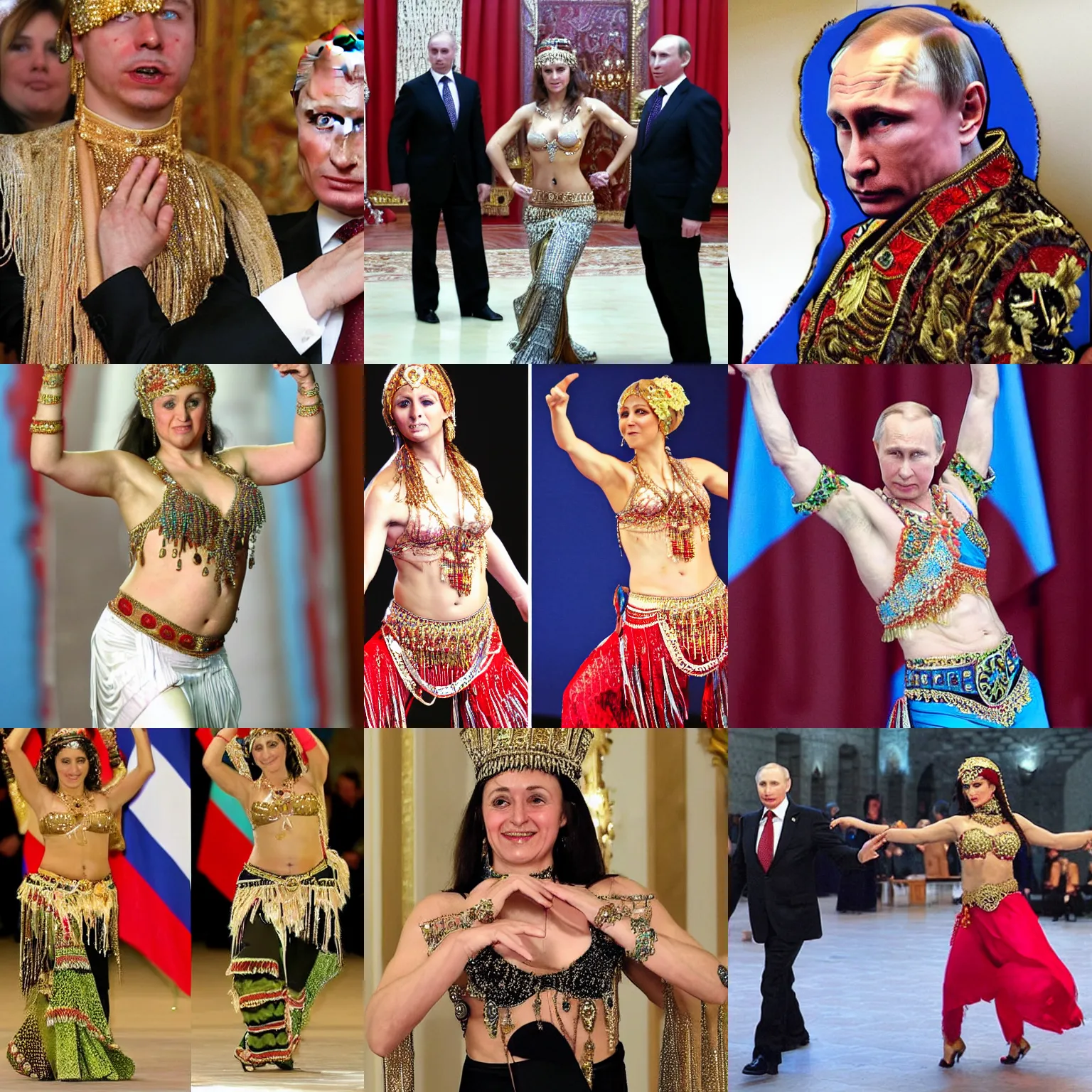 Image similar to russian president putin as a belly dancer