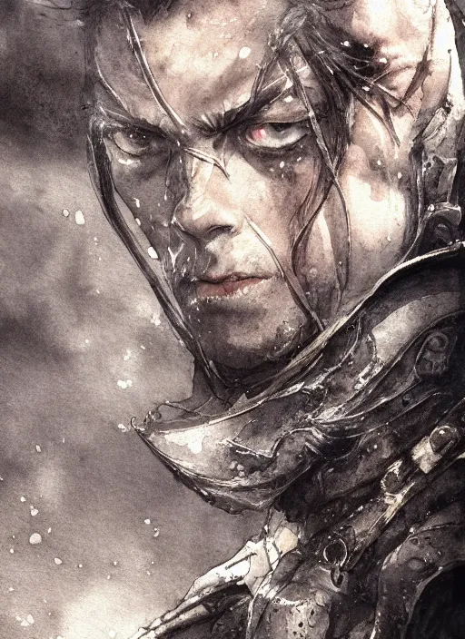 Image similar to portrait, the medieval hero, watercolor, dramatic lighting, cinematic, establishing shot, extremely high detail, foto realistic, cinematic lighting, pen and ink, intricate line drawings, by Yoshitaka Amano, Ruan Jia, Kentaro Miura, Artgerm, post processed, concept art, artstation, matte painting,