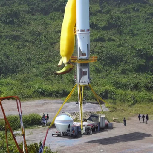 Image similar to a banana rocket on launch pad at wenchang space launch site