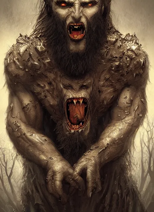 Prompt: digital painting of bearded vampire by filipe pagliuso and justin gerard, symmetric, fantasy, highly, detailed, serious, realistic, intricate