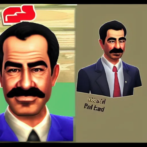 Image similar to saddam hussein as a sims character