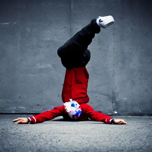 Prompt: a clown breakdancing