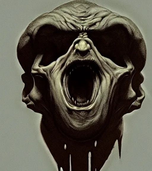 Image similar to creature bust, doom, zdislav beksinski, concept art, silhouette