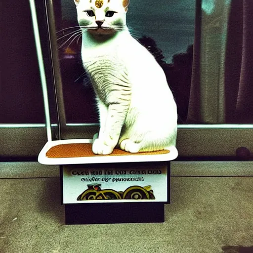 Image similar to !!! cat!!!, ferris wheel, feline, sitting, riding, funny, award winning photo, realistic,