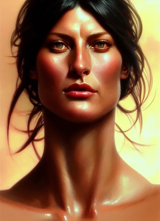 Prompt: portrait of cindy landolt face, jewelry, greek, ruby, intricate, headshot, highly detailed, digital painting, artstation, concept art, sharp focus, cinematic lighting, illustration, art by artgerm and greg rutkowski, alphonse mucha, cgsociety