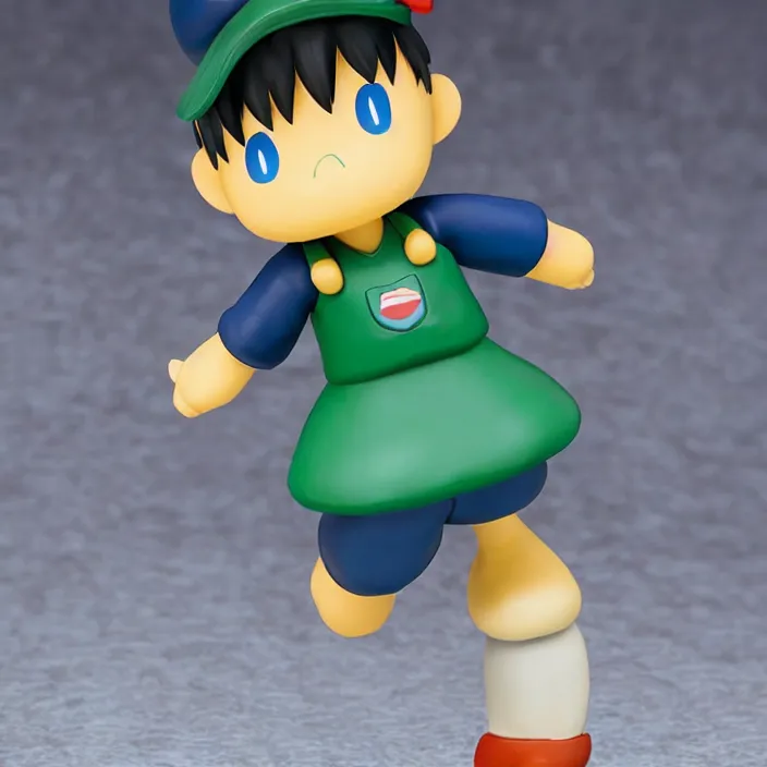 Prompt: Ness, a GOODSMILE figure of Ness from Earthbound, figurine, detailed product photo,