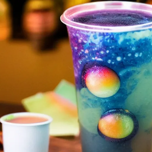 Image similar to a universe in a bubble tea