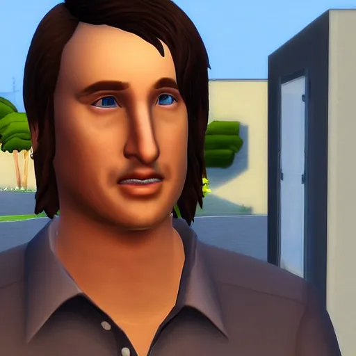 Prompt: a videogame still of Owen Wilson in The Sims 3, portrait, 40mm lens, shallow depth of field, close up, split lighting, cinematic