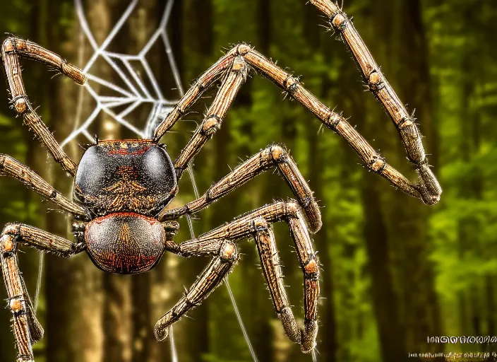 Image similar to photo of a cybernetic biomechanical spider in the forest. fantasy magic style. highly detailed 8 k. intricate. nikon d 8 5 0 5 5 mm. award winning photography.