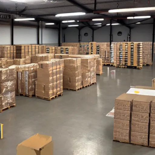 Prompt: 2 slides the first a warehouse full of boxes, the second is the same picture but boxes are masked