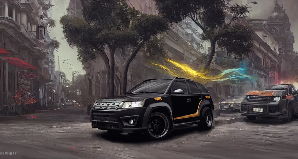 Prompt: highly detailed black gran vitara modificated by hoonigan in gta v, street in ecuador, happy ambience, stephen bliss, unreal engine, fantasy art by greg rutkowski, loish, rhads, ferdinand knab, makoto shinkai and lois van baarle, ilya kuvshinov, rossdraws, tom bagshaw,