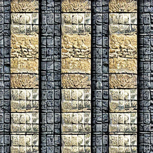 Prompt: hand painted dungeon stone bricks texture with perfect details, symmetry, digital art