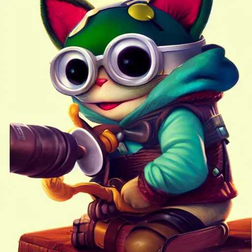 Prompt: lofi teemo from league of legends portrait, Pixar style, by Tristan Eaton Stanley Artgerm and Tom Bagshaw.