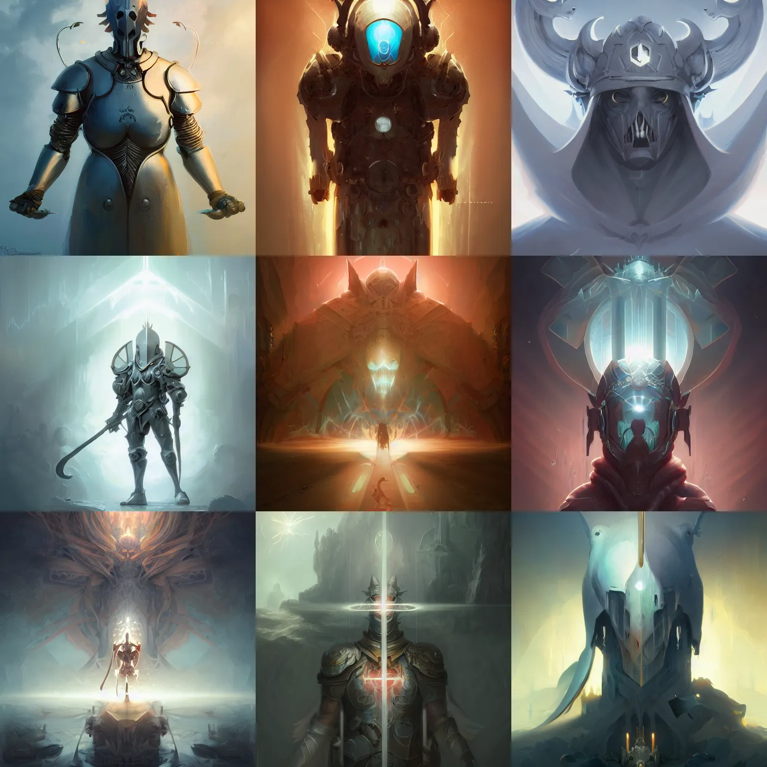 Prompt: symmetrical knight as a ghost, sunbeams, by peter mohrbacher, john avon, dan mumford, craig mullins nekro, close up, volumettic light, cgsociety, pixiv, 3 d render