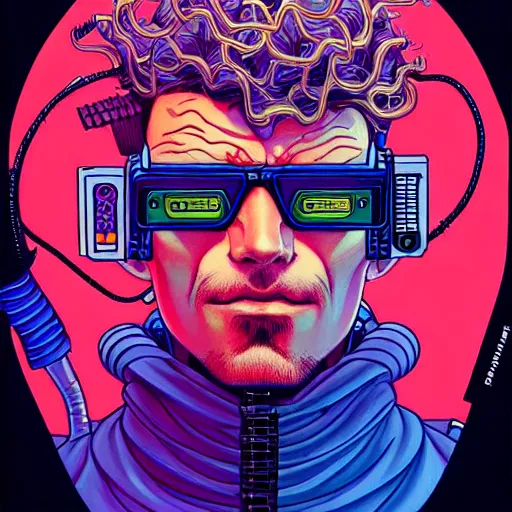 Image similar to portrait painting of a cyberpunk technician with crazy hair, sharp focus, award - winning, trending on artstation, masterpiece, highly detailed, intricate. art by josan gonzales and moebius and deathburger