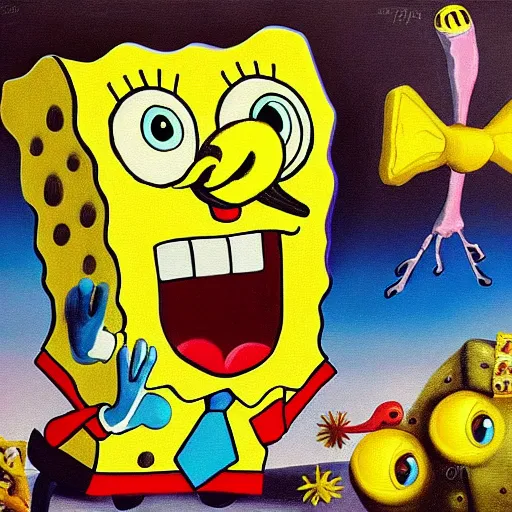 Prompt: spongebob painted by salvador dali