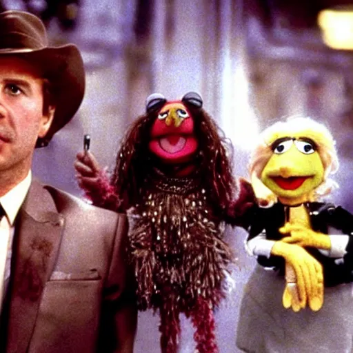 Prompt: a still of the muppets in Blade Runner (1982)