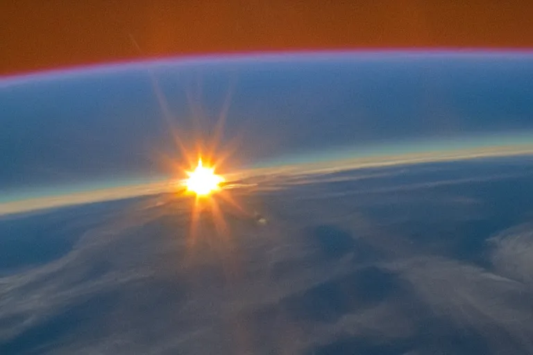 Image similar to photo of sun on earth horizon from the international space station