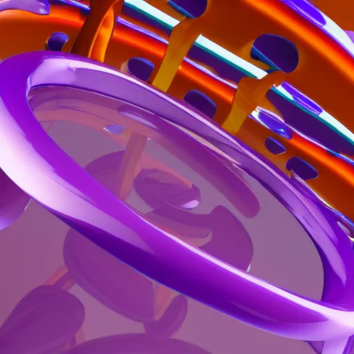 Image similar to 3D render of purple tornado inside of a blue mcdonalds