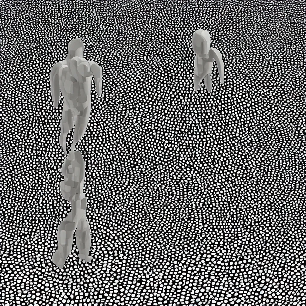Image similar to faceless humanoid forms worshipping a circular void, pixelart