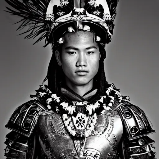 Image similar to a portrait of a beautiful young hawaiian male wearing an alexander mcqueen armor , photographed by andrew thomas huang, artistic