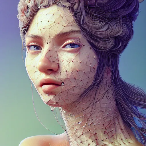 Image similar to the portrait of an absurdly beautiful, graceful, elegant, sophisticated, young teen girl made up of lemons looking up, an ultrafine hyperdetailed illustration by kim jung gi, irakli nadar, intricate linework, bright colors, octopath traveler, final fantasy, unreal engine 5 highly rendered, global illumination, radiant light, detailed and intricate environment