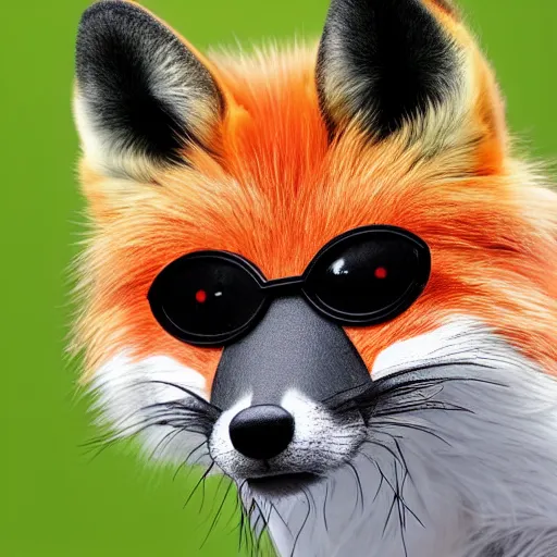 Prompt: postapocaliptical fox with green fur