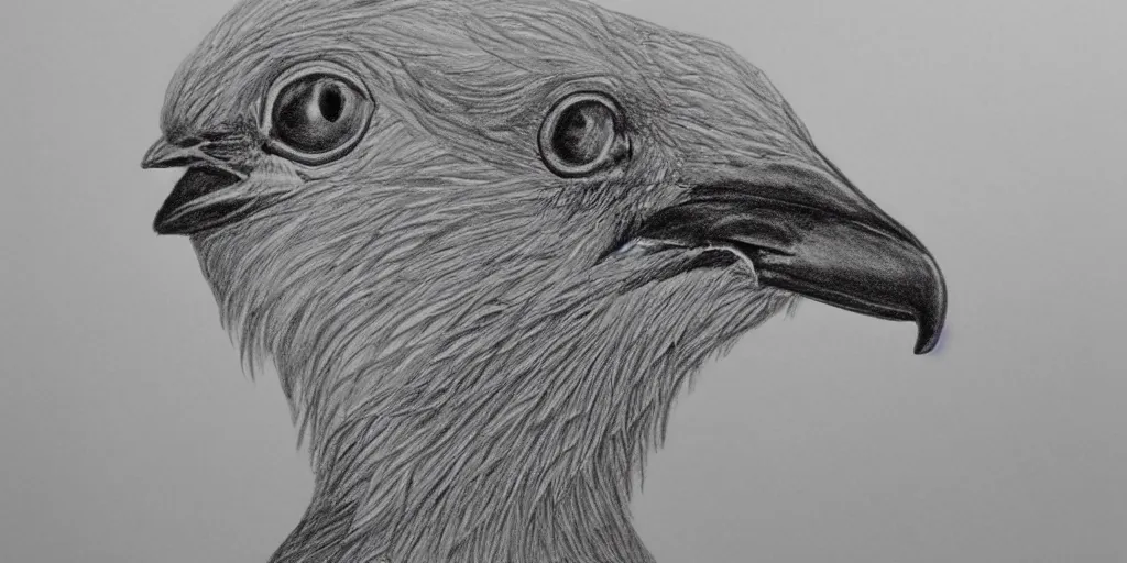 Image similar to pencil drawing of a magical bird, black and white, extremely detailed, biology drawing, 4k