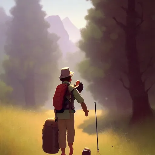 Prompt: goro fujita ilustration hiker unloading the car before camping, characterized by william adolphe bouguereau, character art, sharp focus, highly detailed, artstation