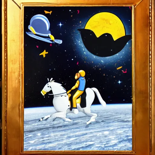 Prompt: astronaut riding a horse in space