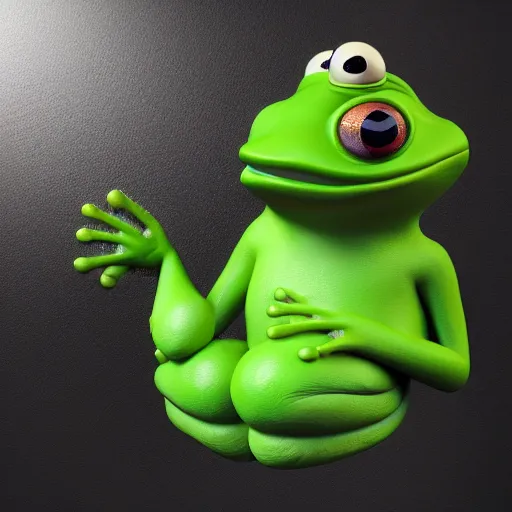 Prompt: hyperrealistic profile picture, 3d render of pepe the frog, octane render, trending on artstation